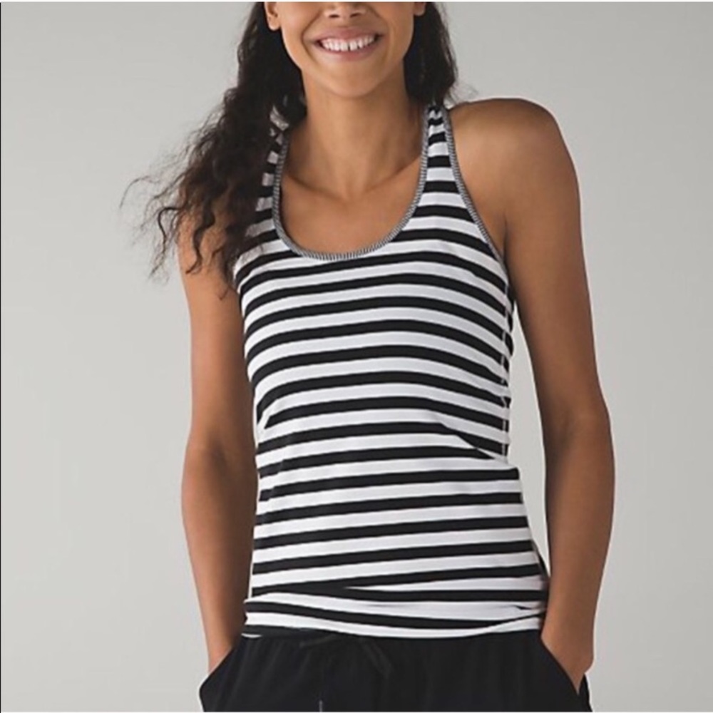 Lululemon Cool Racerback Apex Stripe Black White